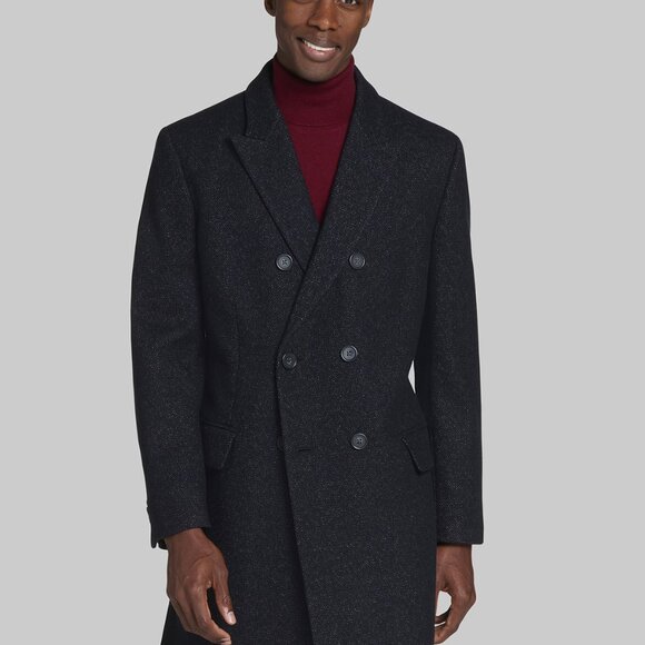 Jos. A. Bank Mens Double Breasted Overcoat Size 44 Regular NWT Tailored Fit Navy